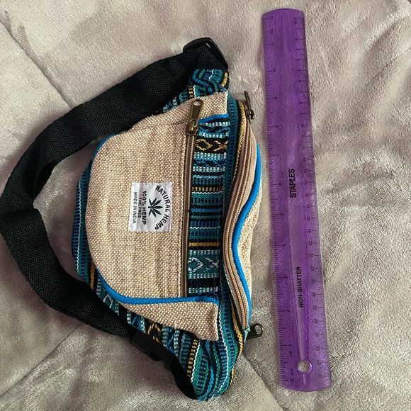 NATURAL HEMP BLUE BELT BAG/ WAIST BAG - Picture 5 of 6
